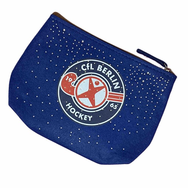 Kleinkramtasche aus Filz dunkelblau mit Bling - CfL Logo